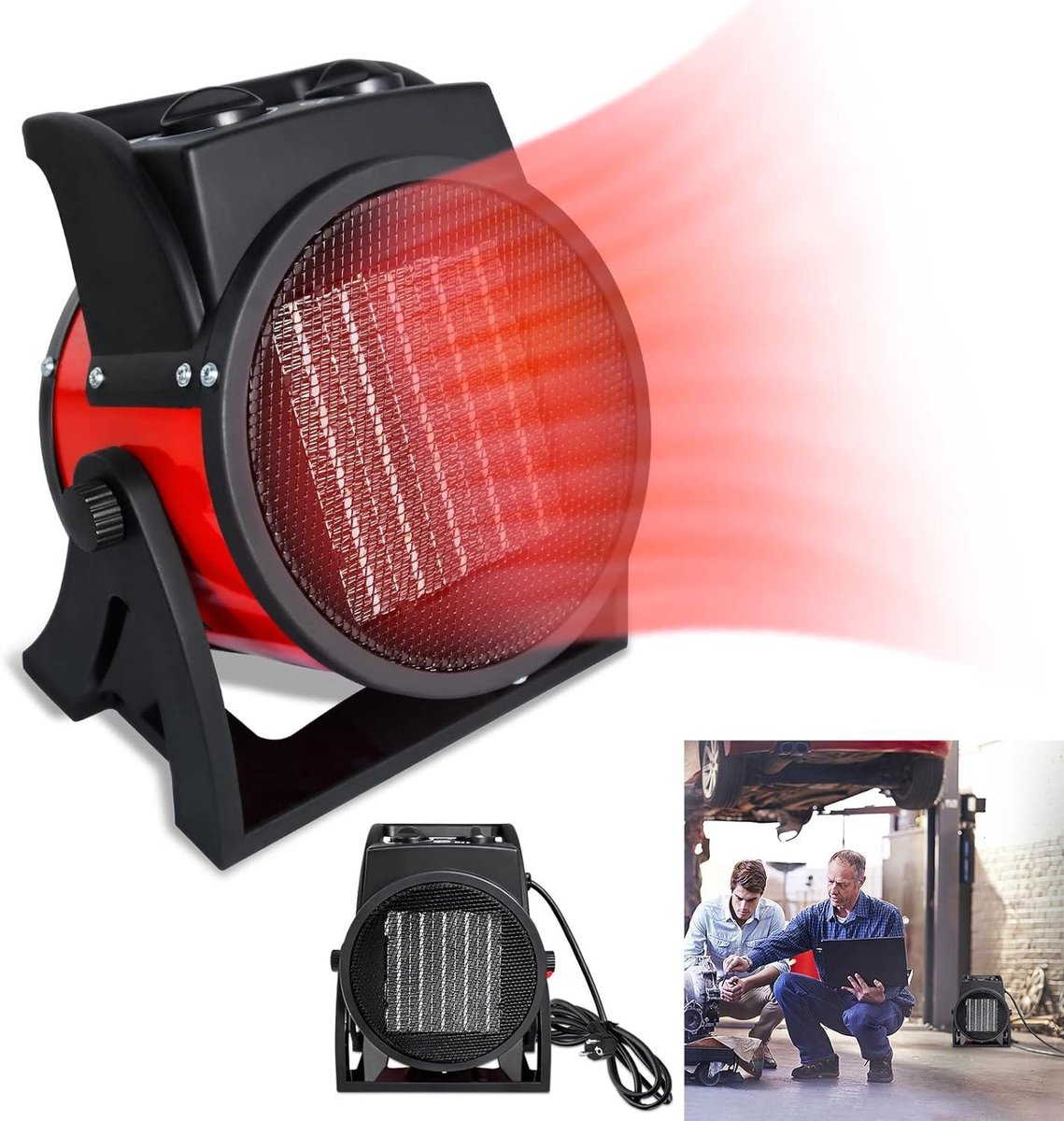 Elektrische Verwarming - Ventilator Kachel - Werkplaats Verwarmen - Instelbare Hoek - 2000 W - Grijs