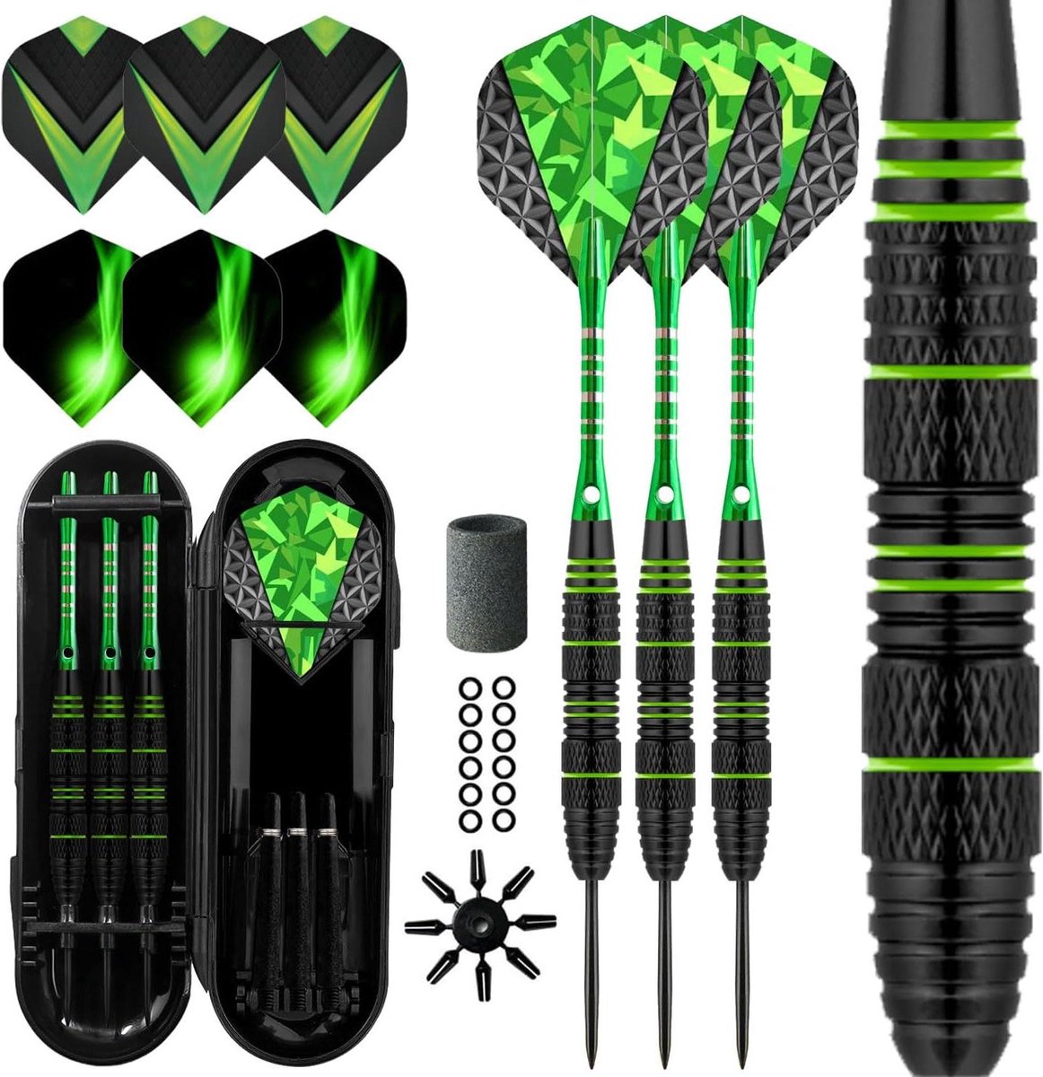 Stalen Tip Darts - Dartpijlen Set - Precisie Werpen - Aluminium Schachten - 140 g - Groen