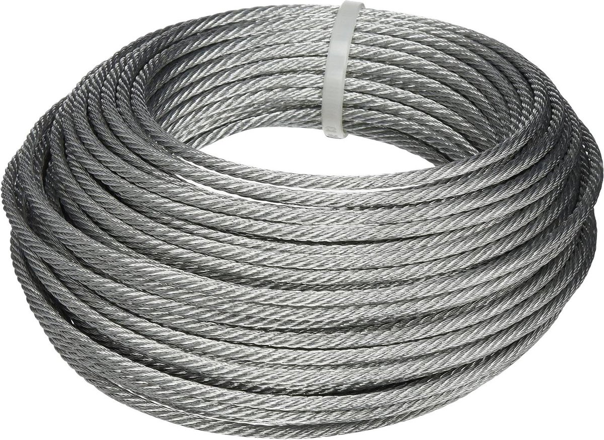 Gegalvaniseerde Staalkabel - Stalen Kabel - Trekken en Optillen - Gegalvaniseerd Staal - 20 Meter - Zilver