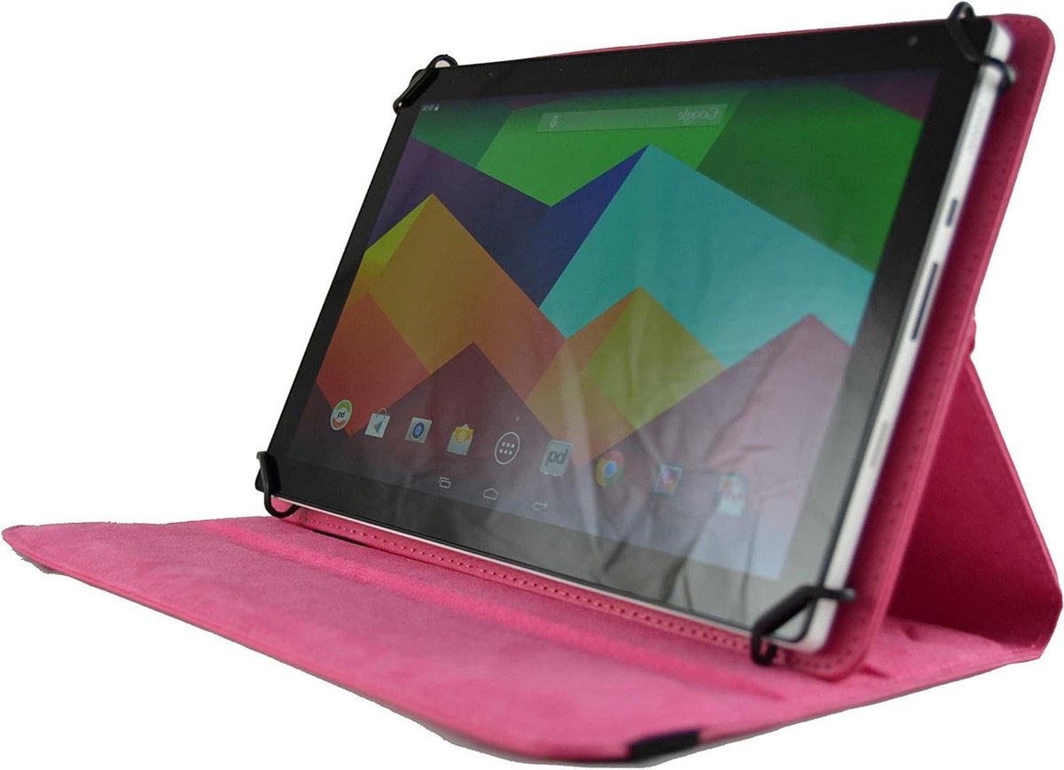 Draaibare Tablet Hoes - Beschermhoes Standfunctie - Tablet Beschermen - 360 Graden Draaibaar - 101 inch - Roze Fuchsia