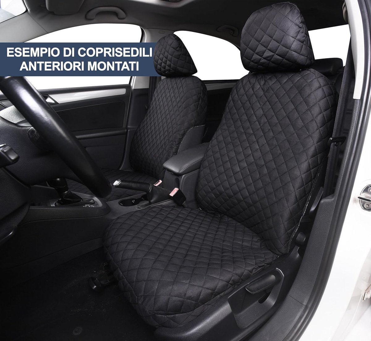Universele autostoelhoezen - Stoelbekleding Auto - Autostoelen Beschermen - Gewatteerd Polyester - Voorstoelen Set - Grijs – foto 4