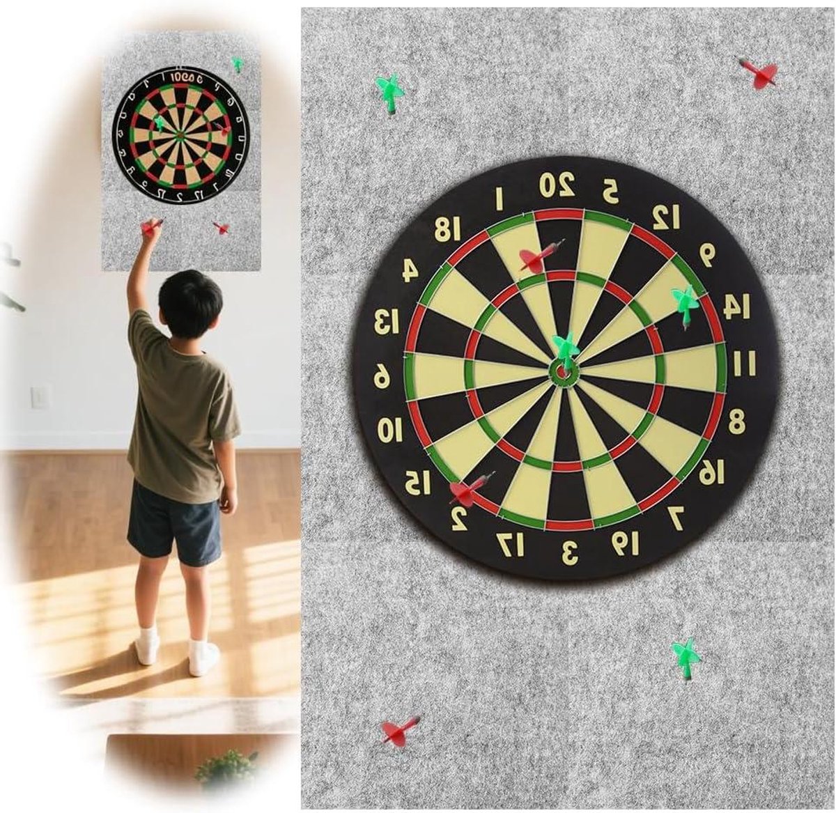 Dartbord Muurbescherming - Wandbescherming Darts - Darts Spelen - Zelfklevend Vilt - 30.5 cm - Grijs