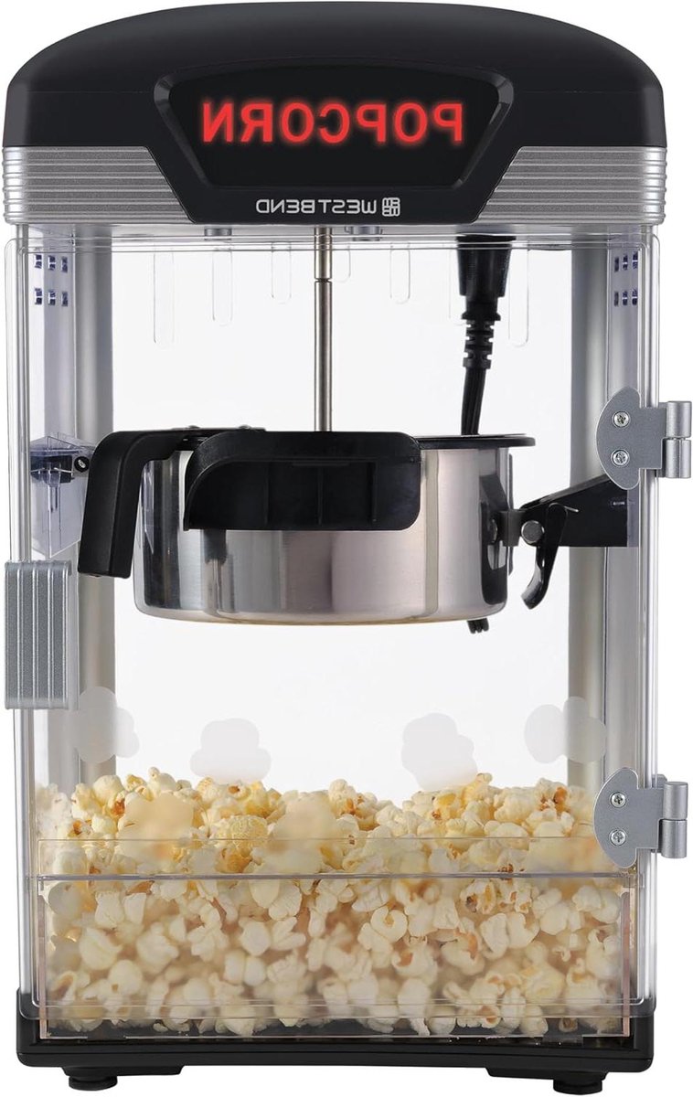Popcornmachine - Popcornmaker Popperchen - Thuisbioscoop Avond - Anti-aanbaklaag Ketel - 4 Liter - Zwart