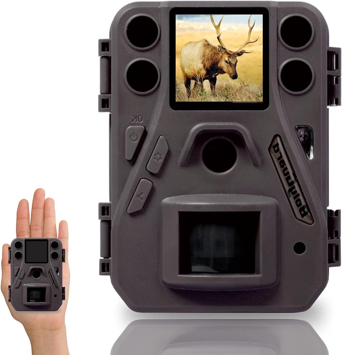 Wildcamera HD - Beveiligingscamera Nachtzicht - Dieren Observeren - 18MP Hoge Resolutie - 13 x 12 x 6.2 cm - Groen