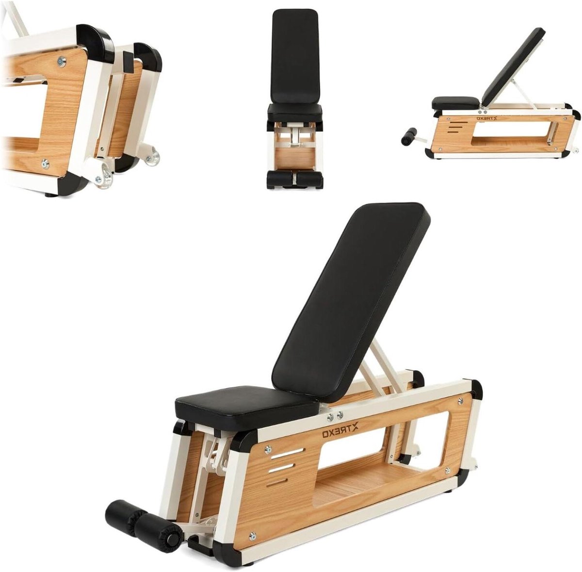 Verstelbare Trainingsbank - Fitness Bank - Krachttraining Thuis - Stalen Houten Constructie - 120 x 45 x 110 cm - Bruin