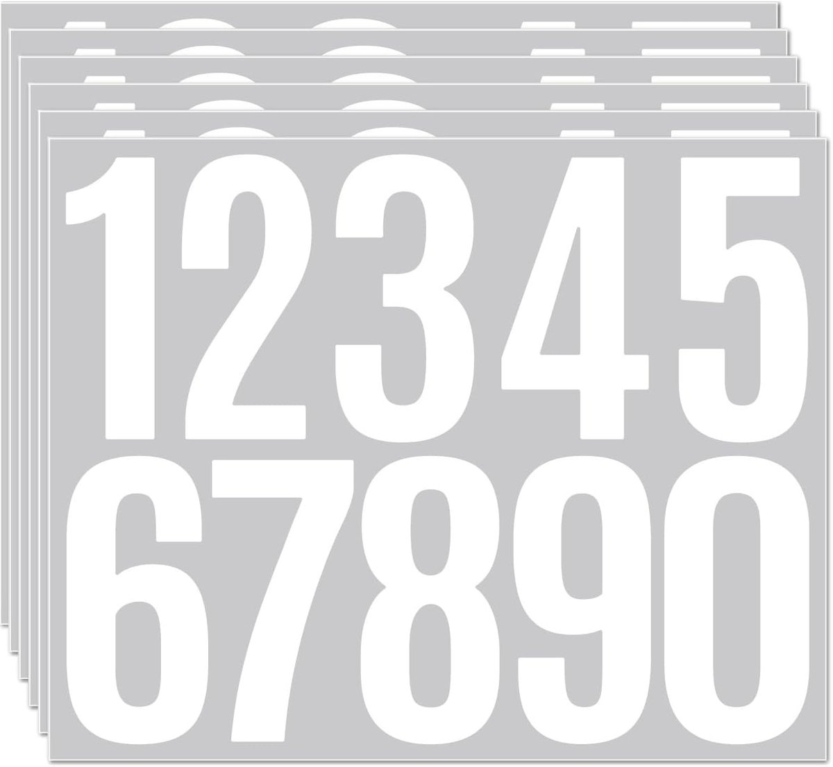 Brievenbusstickers - Cijfer stickers - 6 Vellen Waterdichte Zelfklevende Cijfers - Voor Auto Brievenbus Deurposters en Kamerdecoratie - Geschikt voor Binnen en Buiten - 1 Set - Wit