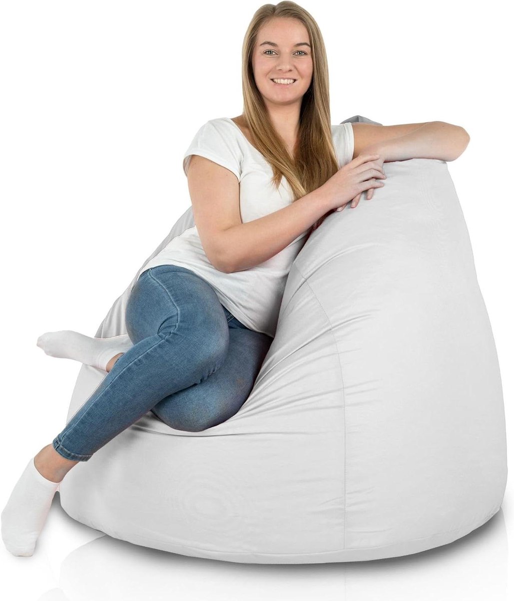 Zitzak XXL - Grote Beanbag - Buiten Ontspannen - Waterdichte Hoes - 100x130 cm - Wit