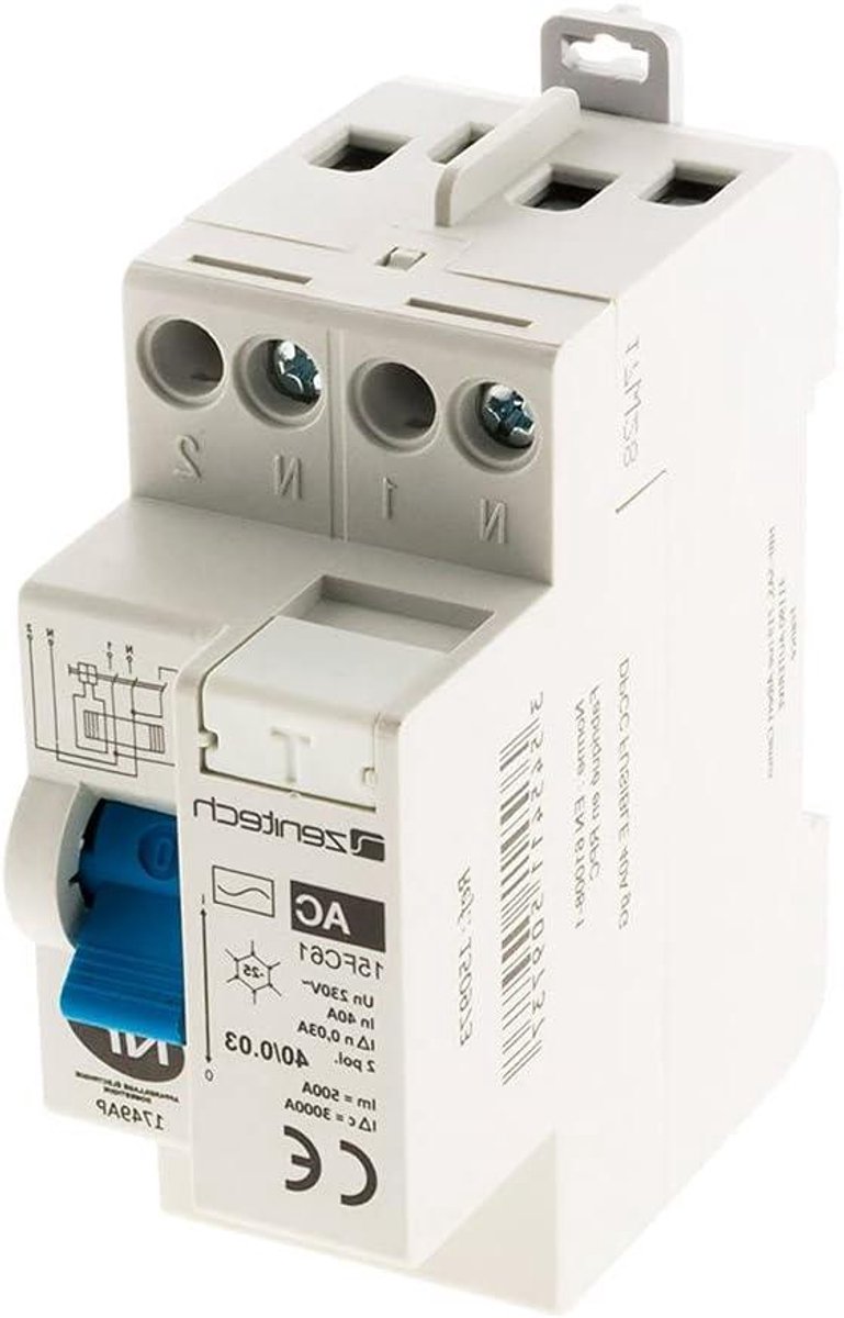 Differentiële schakelaar - Stroomonderbreker - Veilige stroomvoorziening - Type AC - 40A 30mA - Wit