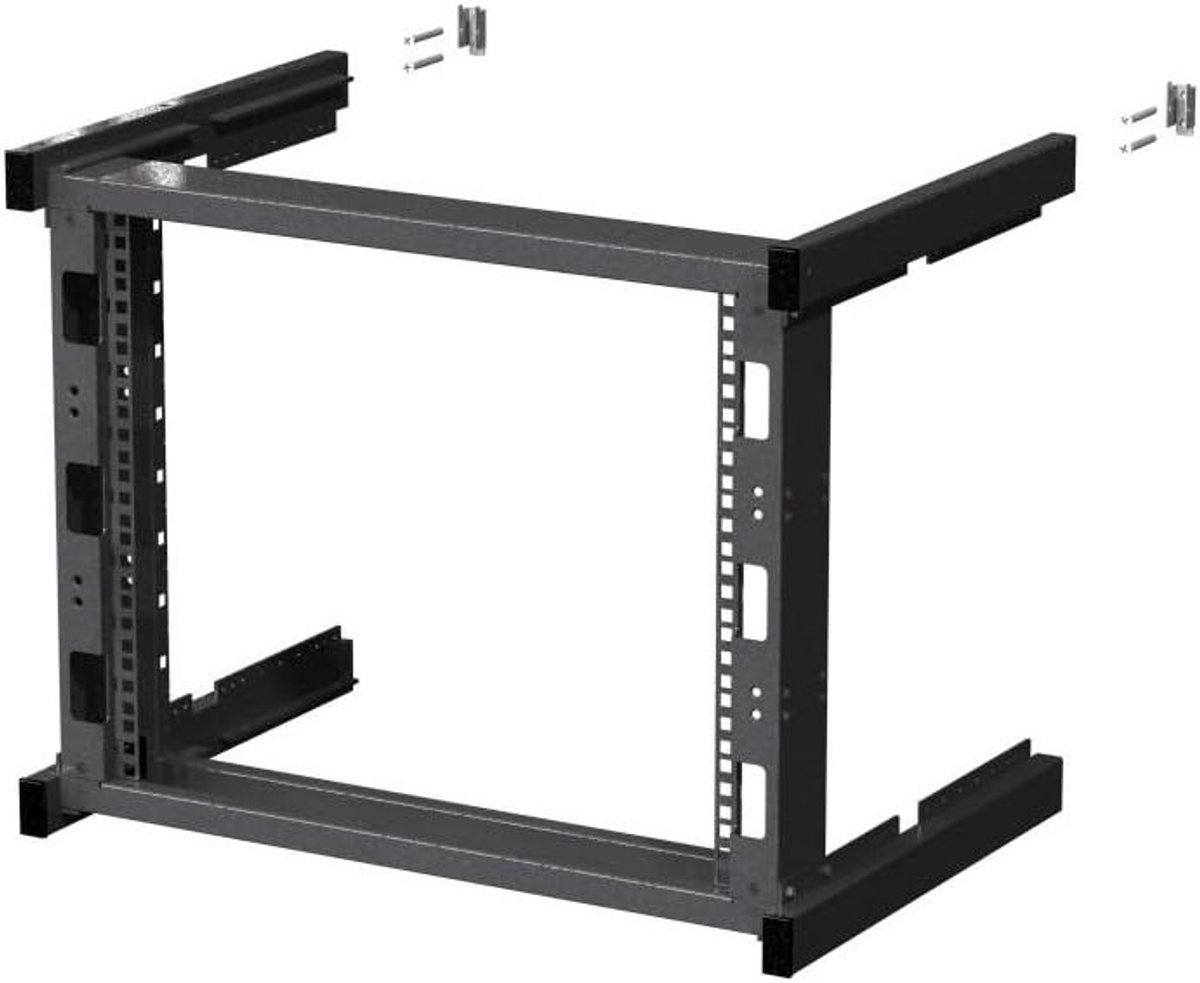 Netwerkkast Open Frame - Server Behuizing - Wandmontage Apparatuur - Robuuste Constructie - 400 mm Diepte - Zwart