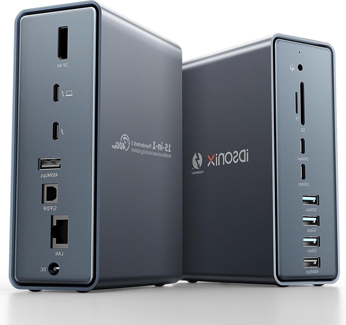 USB C Dock Hub - Type C Hub Docking Station - Laptop Uitbreiden - 15-in-1 Functionaliteit - 60 Watt - Grijs