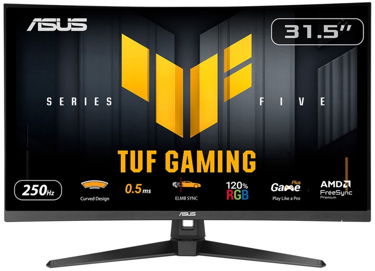 ASUS TUF Gaming VG32VQM5B - FHD Fast VA Curved Gaming Monitor - 250Hz - 0.5ms - 31.5 Inch