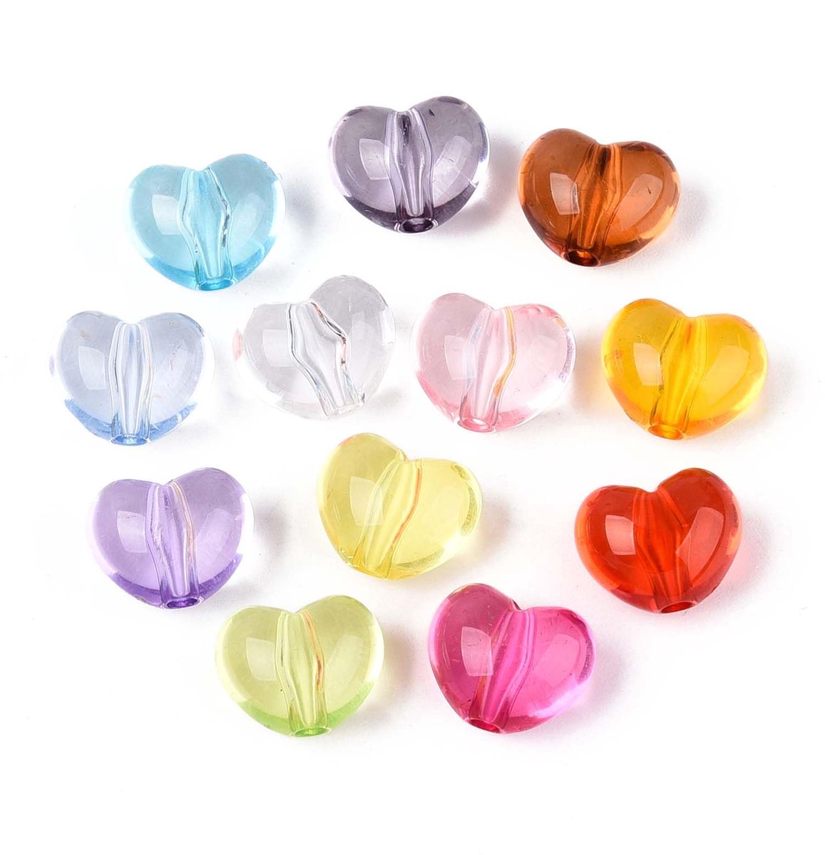 Airssory 660 stuks gemengde kleuren 13 mm transparante hart acryl kralen liefde hartvormige spacer kralen voor doe-het-zelf sieraden armband ketting oorbel ambachten tas telefoon sleutelhanger decor