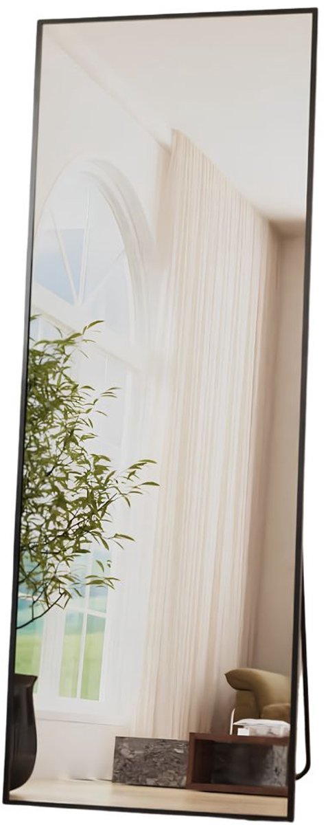 SP® Passpiegel - Gehard veiligheidsglas - Spiegel van volledige lengte - Zwart - 161cm x 52cm x 1cm