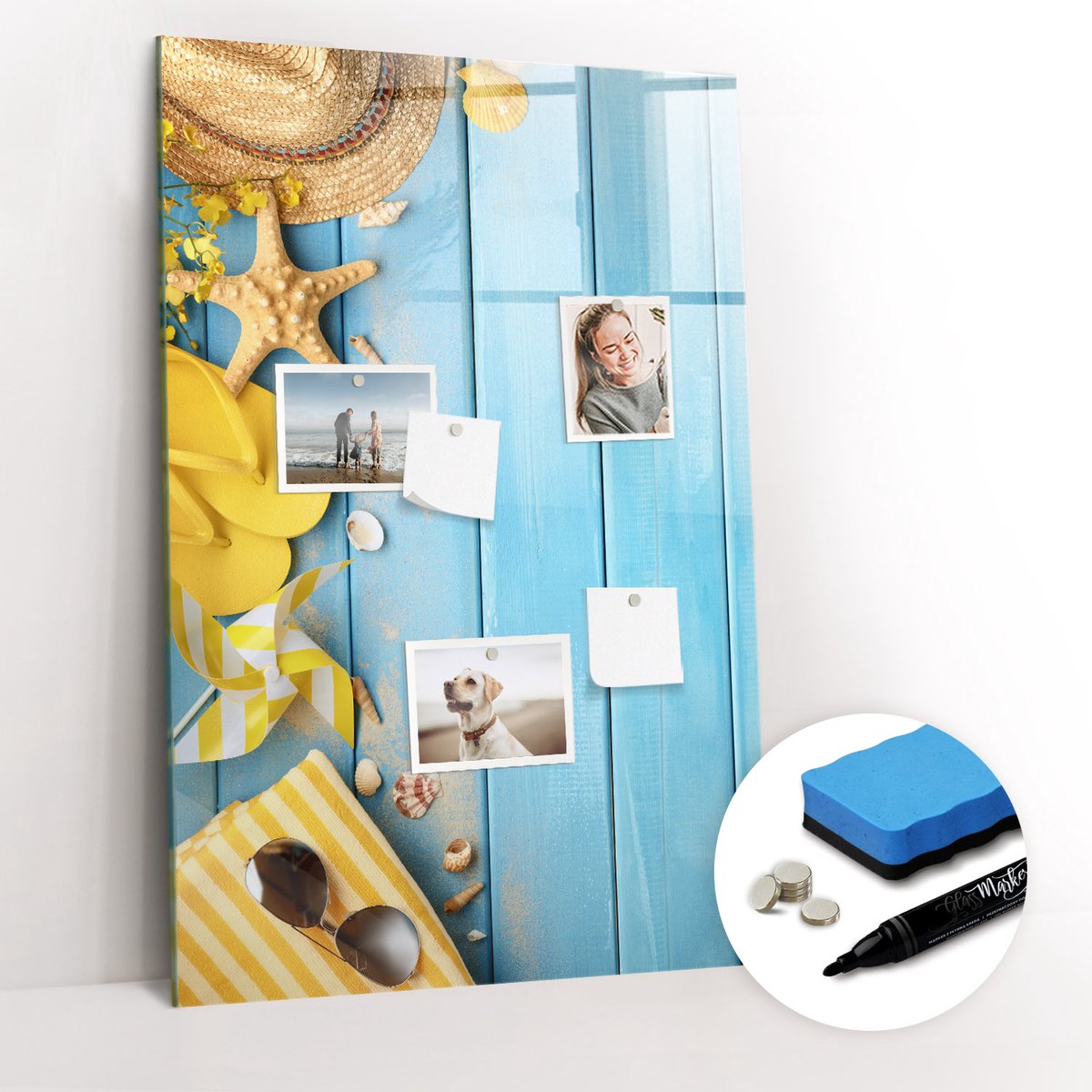 Tulup Whitebord - Strandaccessoires - 60 x 90 cm - Veelkleurig Magneetbord Keuken - Gratis 5 Sterke Magneten + Whiteboard Marker & Wisser - Industrieel Wandbord - Magnetisch Wandbord - Productiviteit Tools