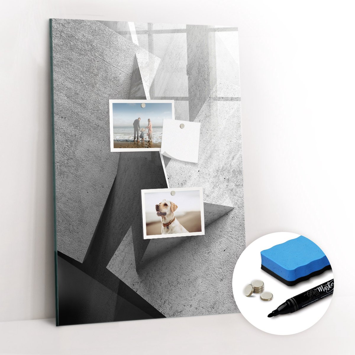Tulup Whitebord - Abstracte geometrische patronen - 40 x 60 cm - Zwart-wit Magneetbord Muur - Gratis 5 Sterke Magneten + Whiteboard Marker & Wisser - Moderne Wanddecoratie - Magnetic Board - Organiseer Je Bureau