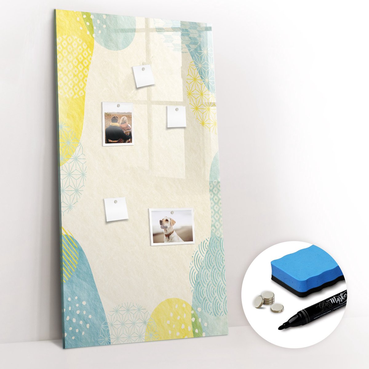 Tulup Whitebord - Decoratief frame - 60 x 120 cm - Veelkleurig Magneetbord Rechthoekig - Gratis 5 Sterke Magneten + Whiteboard Marker & Wisser - Design Memobord - Magneetbord Muur - Ideeënbord Thuiswerkplek