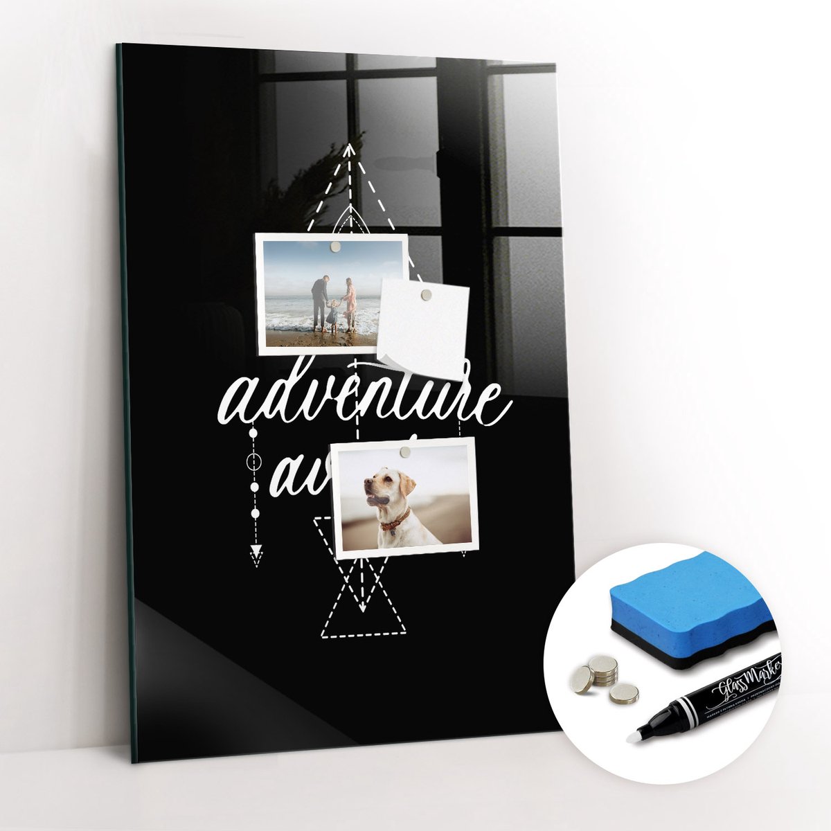 Tulup Whitebord - Avontuur - Adventure - 40 x 60 cm - Wit Magneetbord Rechthoekig - Gratis 5 Sterke Magneten + Whiteboard Marker & Wisser - Wanddecoratie Kantoor - Magnetisch Bord Kind - Productiviteit Tools