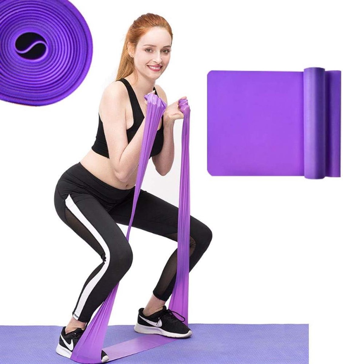 Weerstandsbanden Set - Fitnessbanden Yoga - Kracht en Flexibiliteit - Natuurlijk Latex Materiaal - 150 x 15 cm - Paars