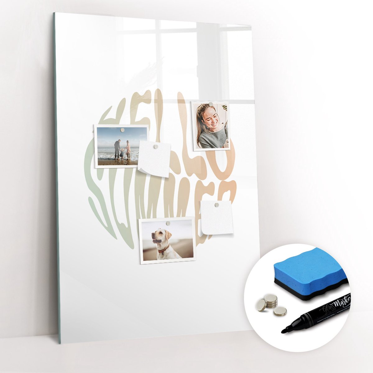 Tulup Whitebord - De inscriptie 'hallo zomer' - 60 x 90 cm - Veelkleurig Magnetisch Memobord - Gratis 5 Sterke Magneten + Whiteboard Marker & Wisser - Decoratief Magnetisch Bord - Magnetic Board - Productiviteit Tools