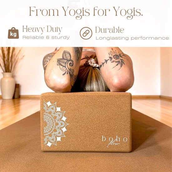 Yogablokken set - Yoga props - Yoga oefenen - Natuurkurk materiaal - Set van 2 - Kurk — afbeelding 3