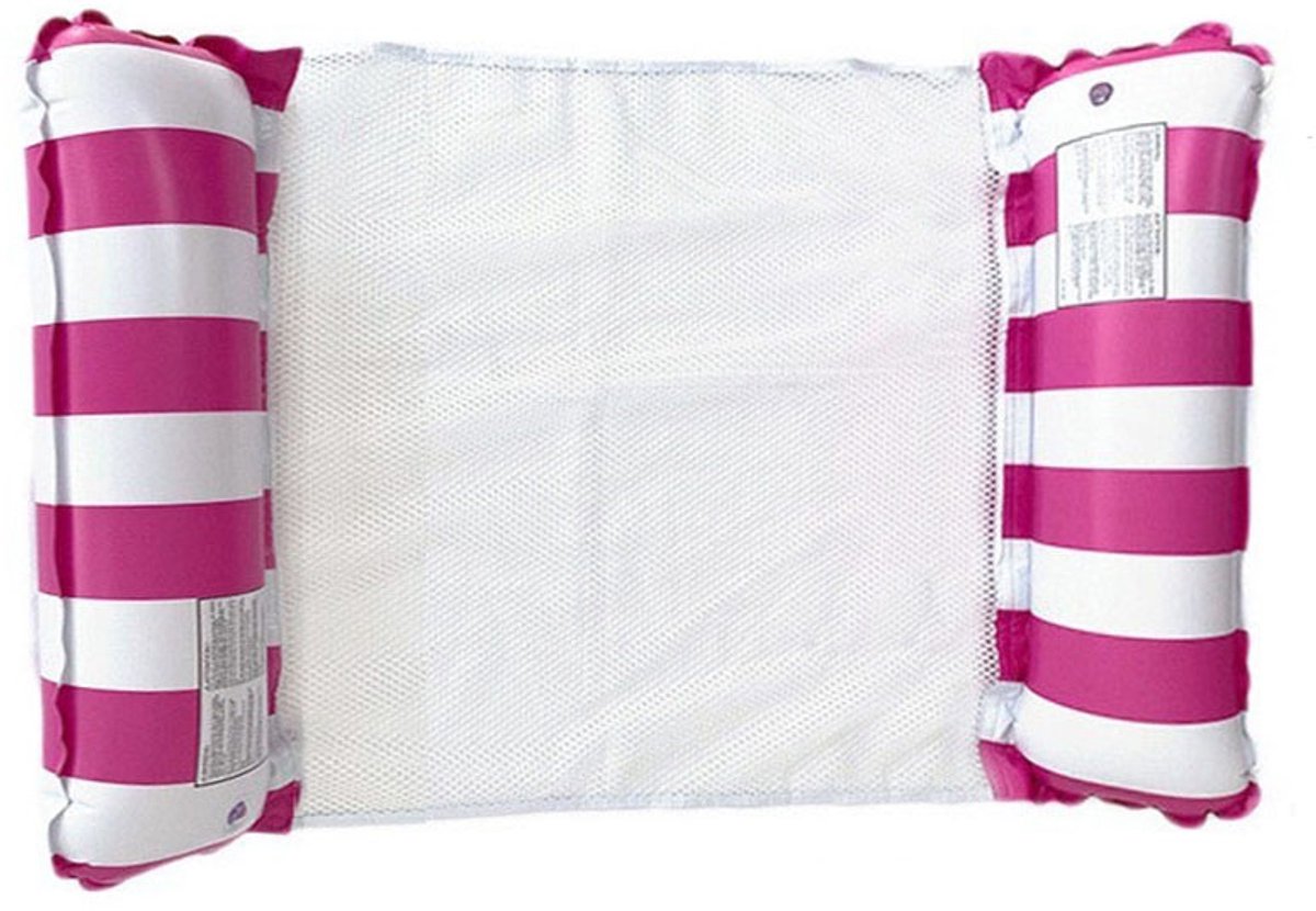 Opblaasbaar zwembed - Drijvend bed - Strandstoel - Watermatras - Waterhangmat - Opvouwbaar - Inclusief luchtpomp, kan tot 200 kg dragen - 125 x 70 cm - Geschikt voor zwembaden, stranden en meren - Roze rood