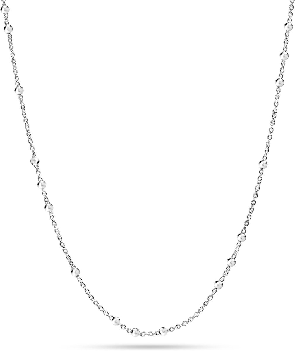 925 Sterling Zilveren Italiaanse Kogelkralenstation Kabelketting Zilveren Ketting Schakelketting voor Vrouwen 60 inch