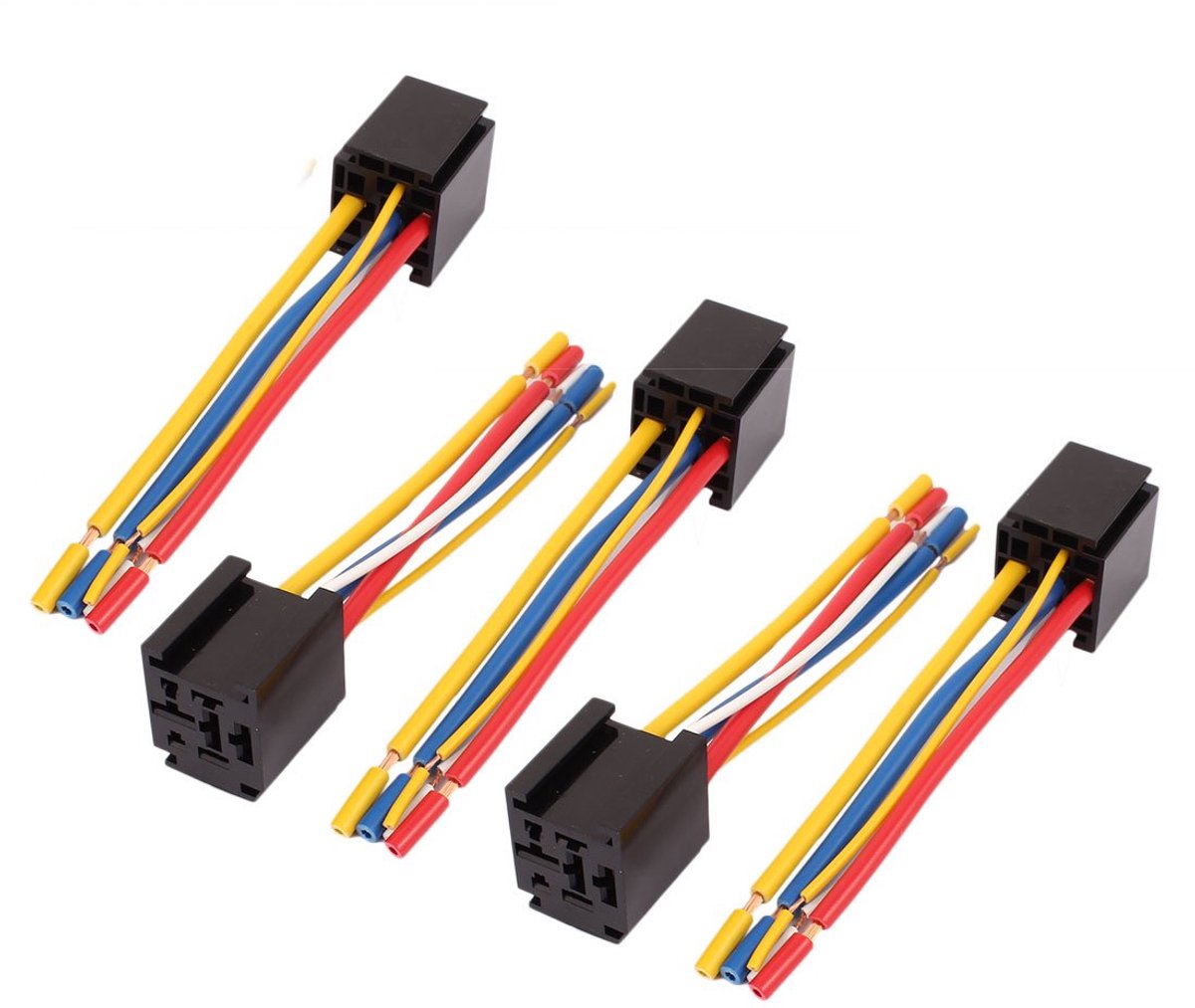 Sourcingmap DC 12V/24V 80A 5-pins draad kabel relais socket harnas connector 5 stks voor auto vrachtwagen