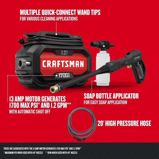Hogedrukreiniger Elektrisch - Compacte Reiniger - Buiten Schoonmaken - Inclusief Zeepdispenser - 1700 PSI - Rood — afbeelding 5