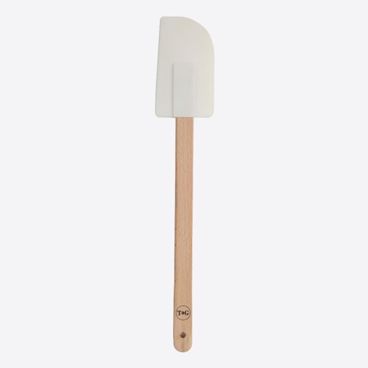 T&G Woodware silicone spatel met handvat uit beuk wit 28cm