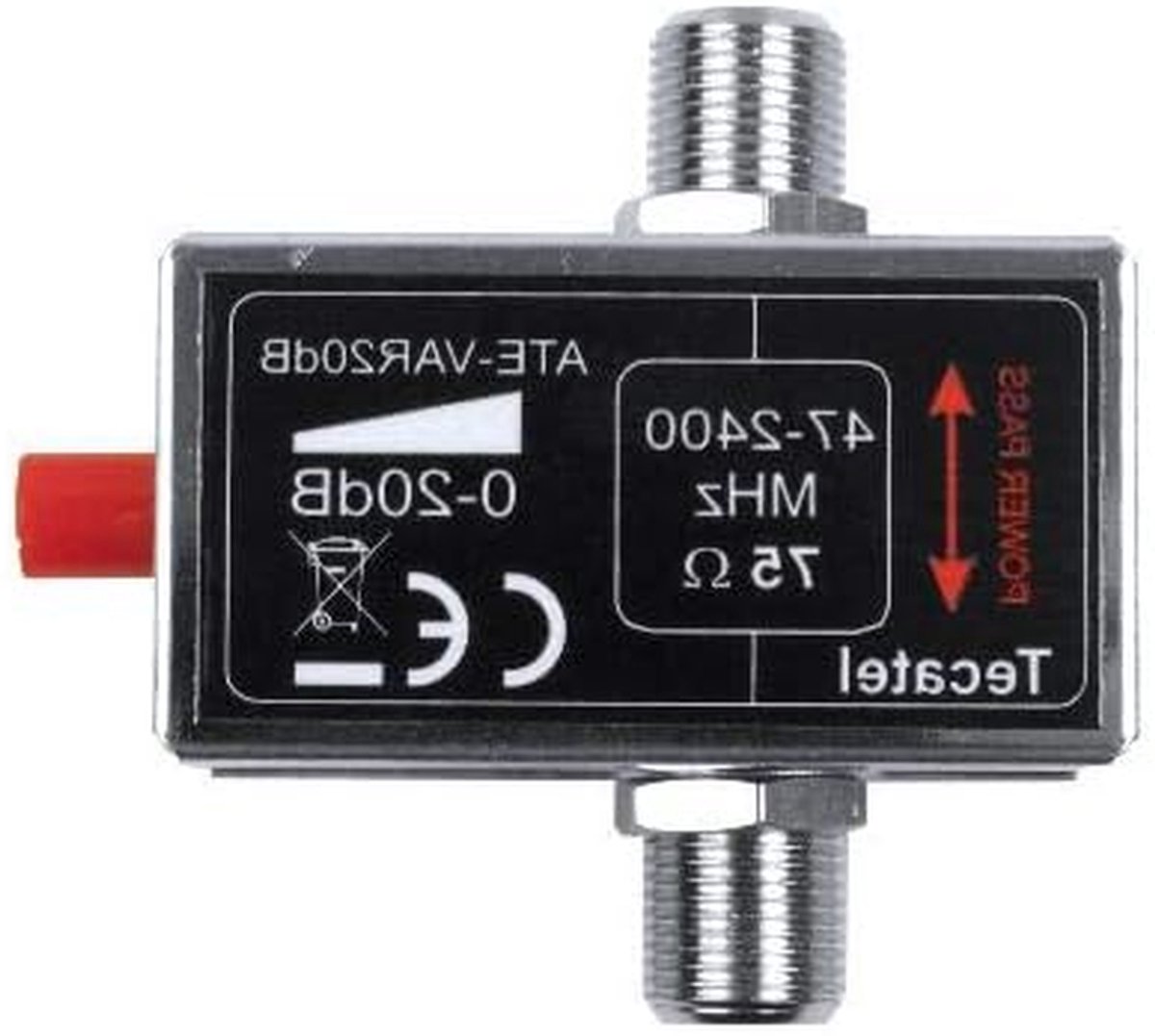 Signaal Verzwakker - RF Fi Demper - Signaal Reguleren - 20 dB Verzwakking - Vaste Stekker - Zilverkleurig