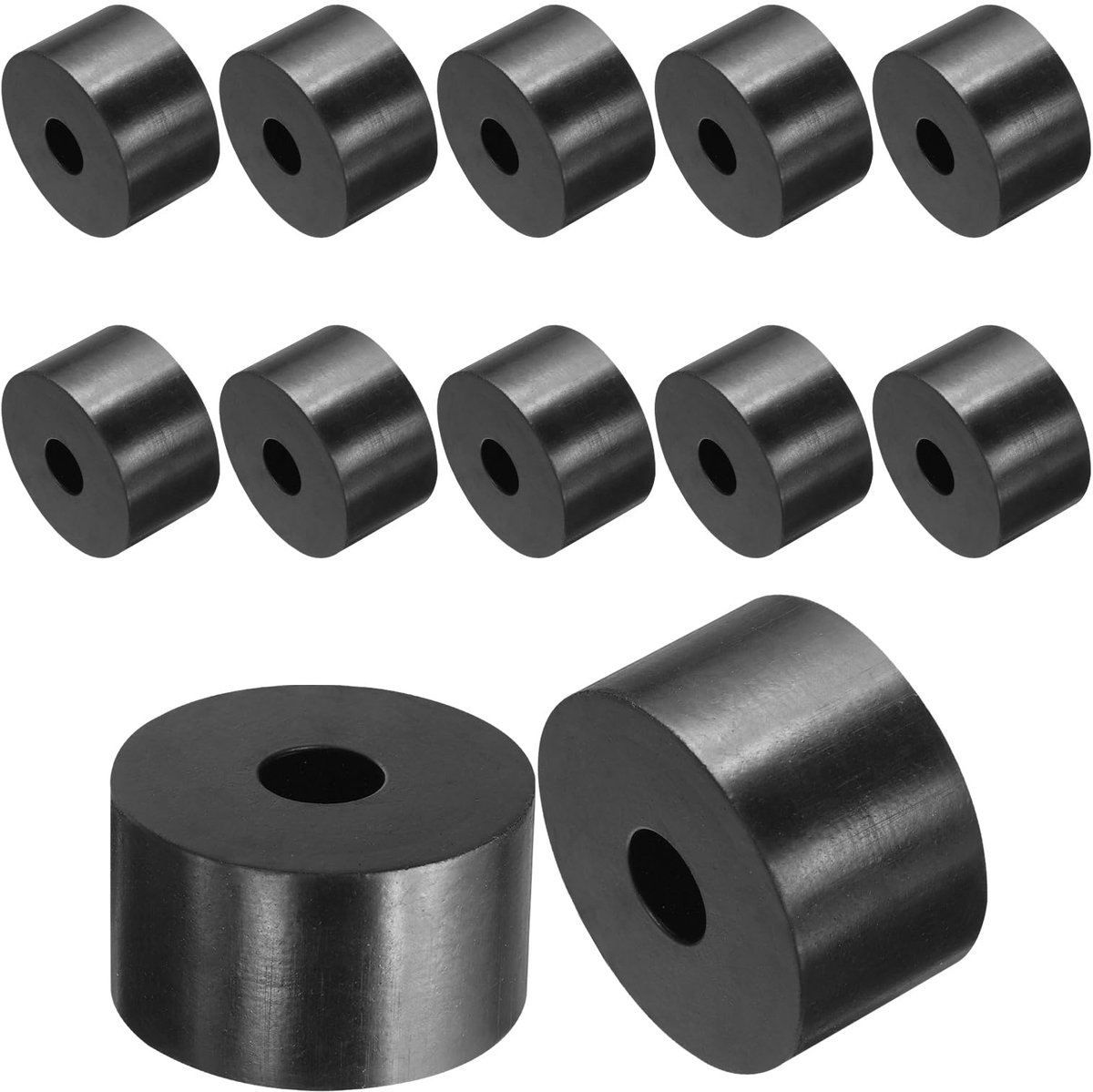 Rubberen sluitringen, rubberen spacer, 35 mm buitendiameter x 10 mm binnendiameter x 20 mm hoogte, zwart, ronde afstandshulzen, dikke rubberen ringen, rubberen afstandhouders, 12 stuks