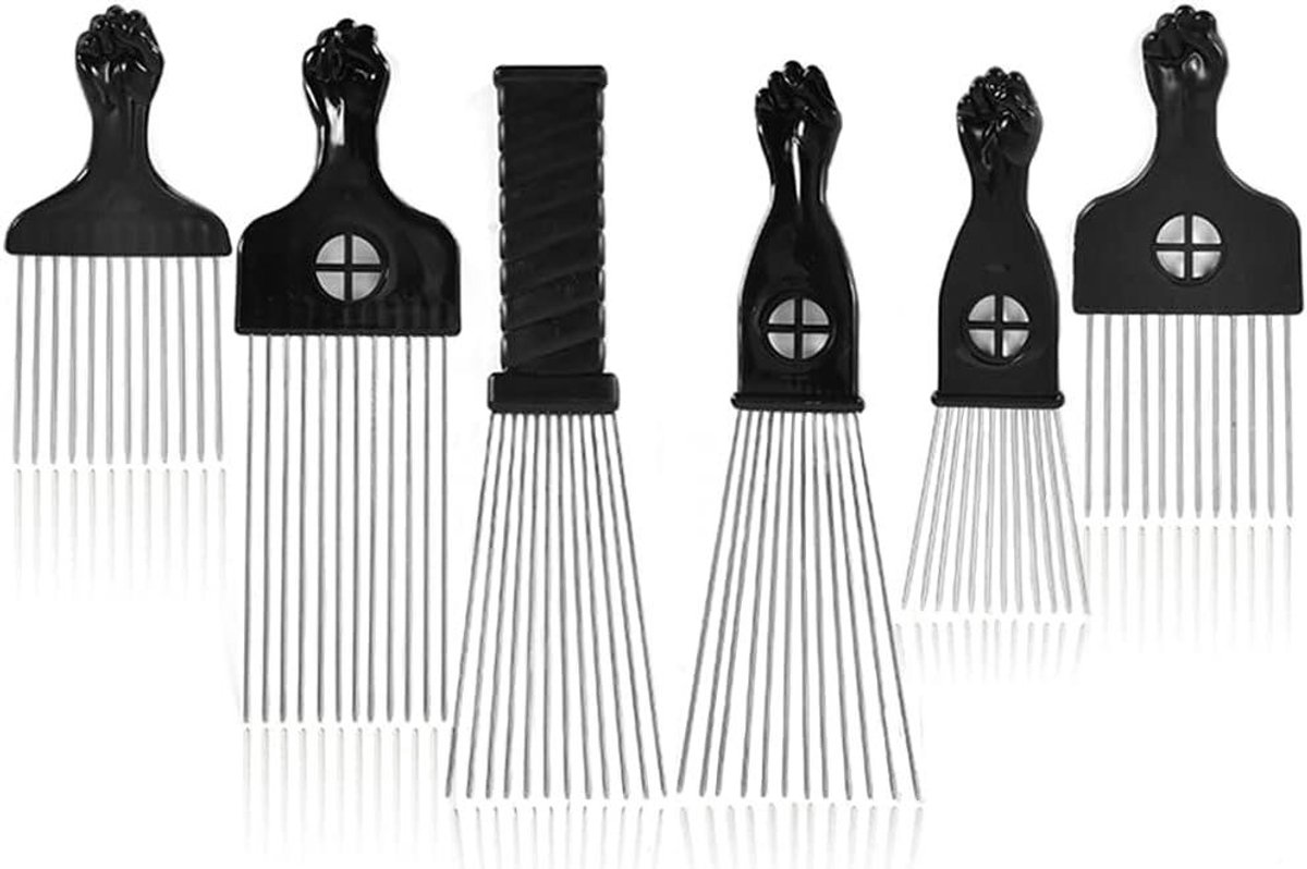 Haar Plectrums - Afro Kammen - Haar Styling - Ergonomisch Handvat - 6 Stuks - Zwart