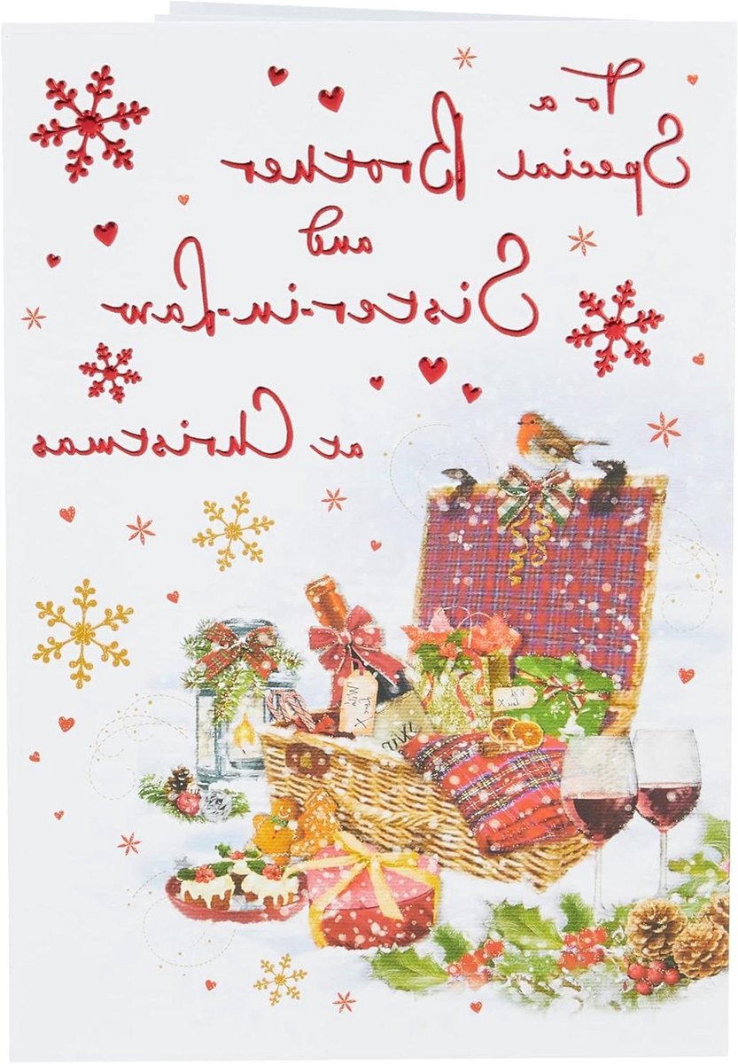 Wenskaart - Kerstkaart envelop - Gelezen worden - Ontworpen in VK - 9 x 6 inch - Rood bruin