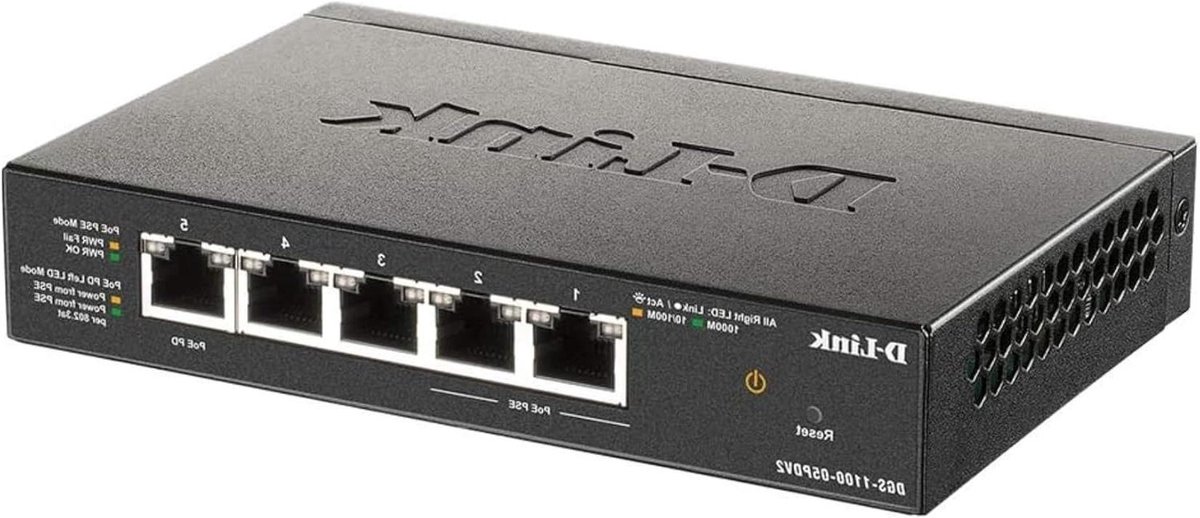 Netwerk Switch - Gigabit PoE - Netwerk Beheer - PoE Passthrough - 5 Poorten - Zwart