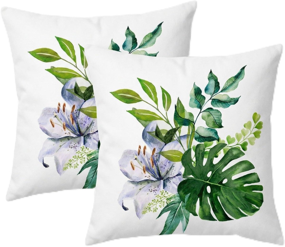 2 kussenslopen met bloemenpatroon, vintage decoratie voor thuis, melkwit, voor bank, bed, moderne kussenslopen voor woonkamer (45 x 45 cm)