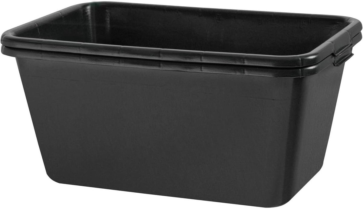 Mortelcontainer Set - Bouwemmer Bak - Bouwprojecten Uitvoeren - Verstevigde Bodem - 10 Stuks 65 Liter - Zwart