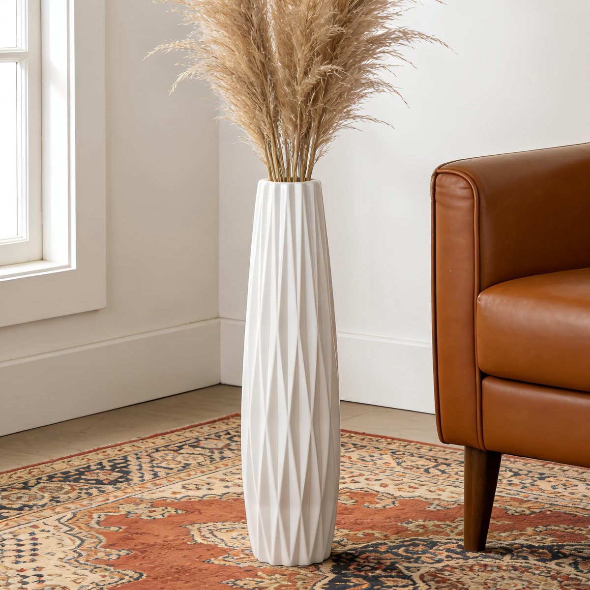 Vaas, 60 cm grote vloervaas, decoratieve bloemenvazen voor woonkamer, kantoor, slaapkamer, modern huis