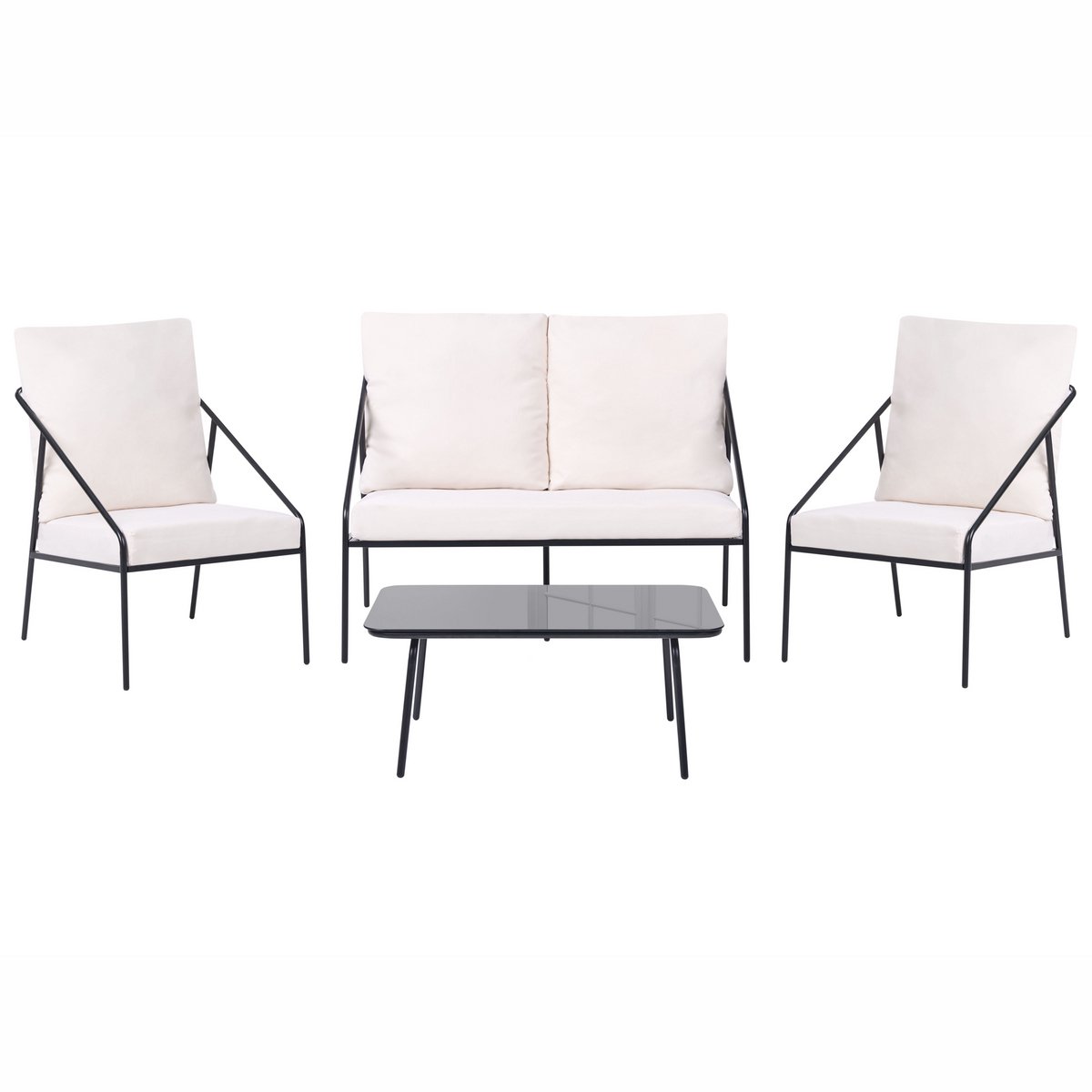 Beliani USTICA - Loungeset 4-zits - Zwart - Staal