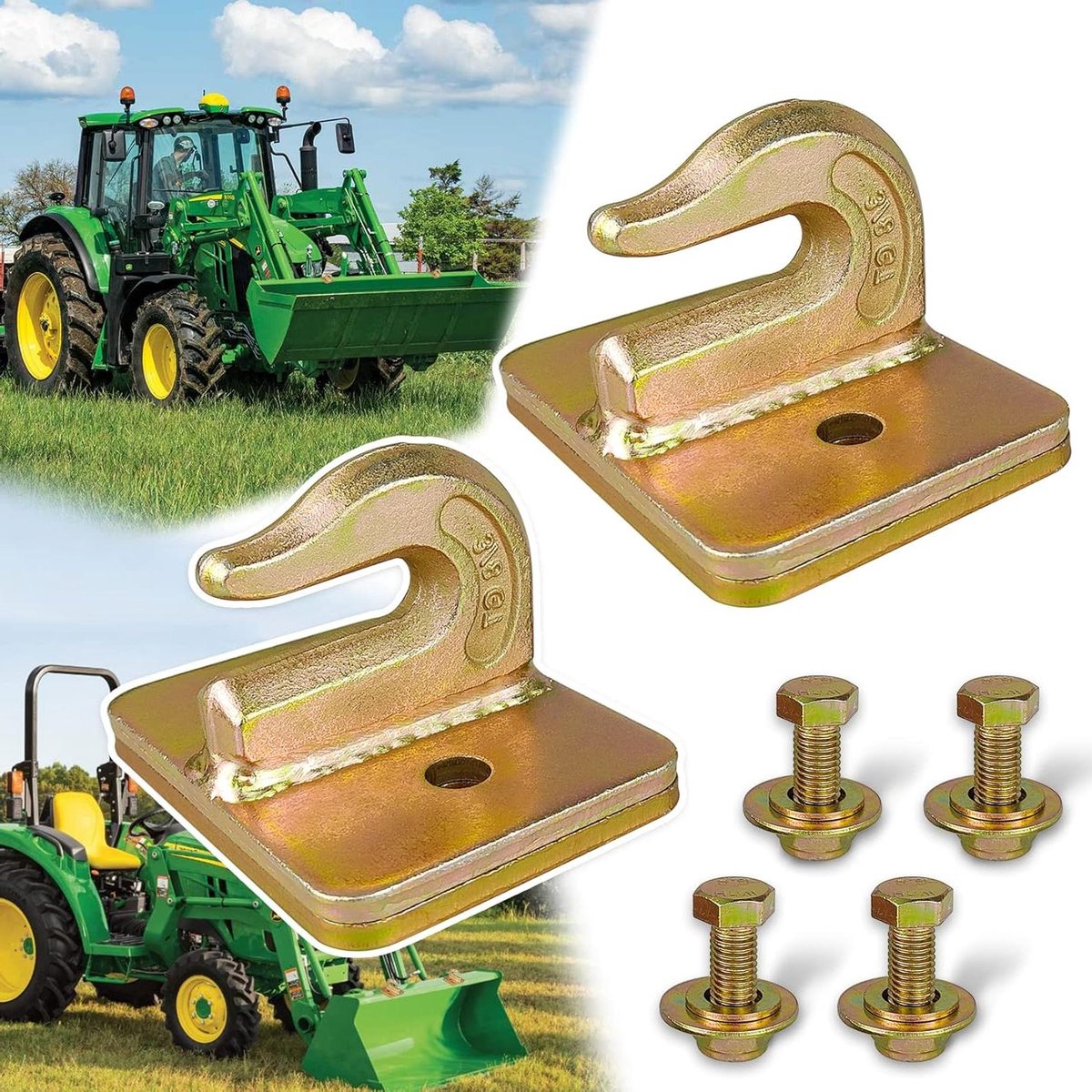 Tractor Emmer Haak - Grijphaak Set - Lading Zekeren - Gesmeed Staal - 3/8 Inch - Gegalvaniseerd