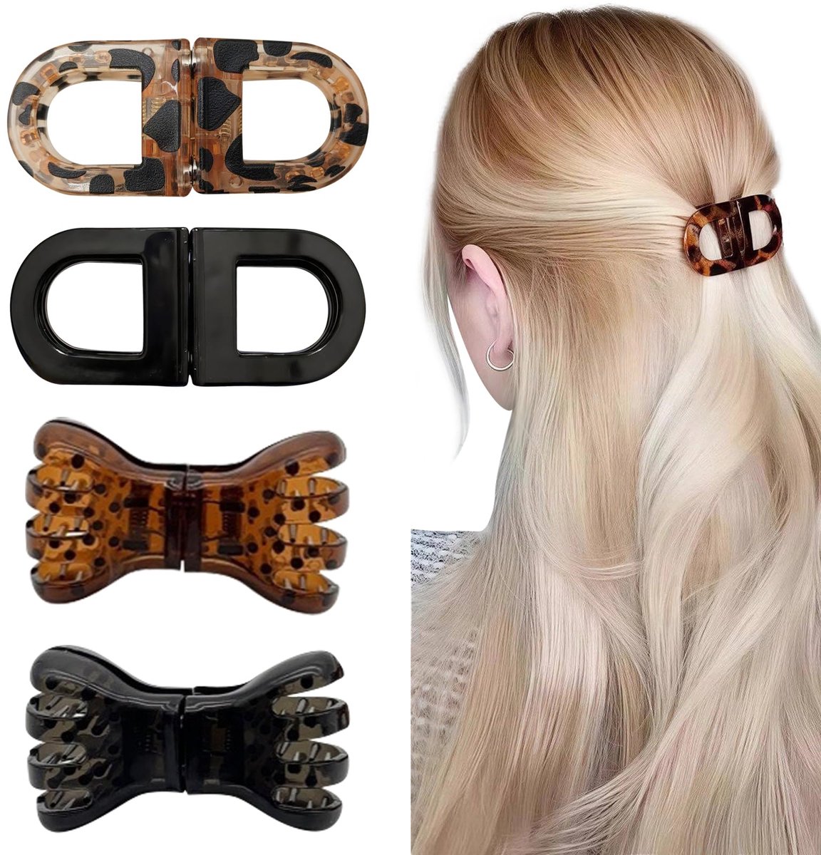 4 stuks magnetische haarspelden, antislip magnetische haarstylingclips, antislip, magnetisch, naadloos 2-in-1 design, sterke grip, haarspelden, haarclips, voor eenvoudige dagelijkse kapsels