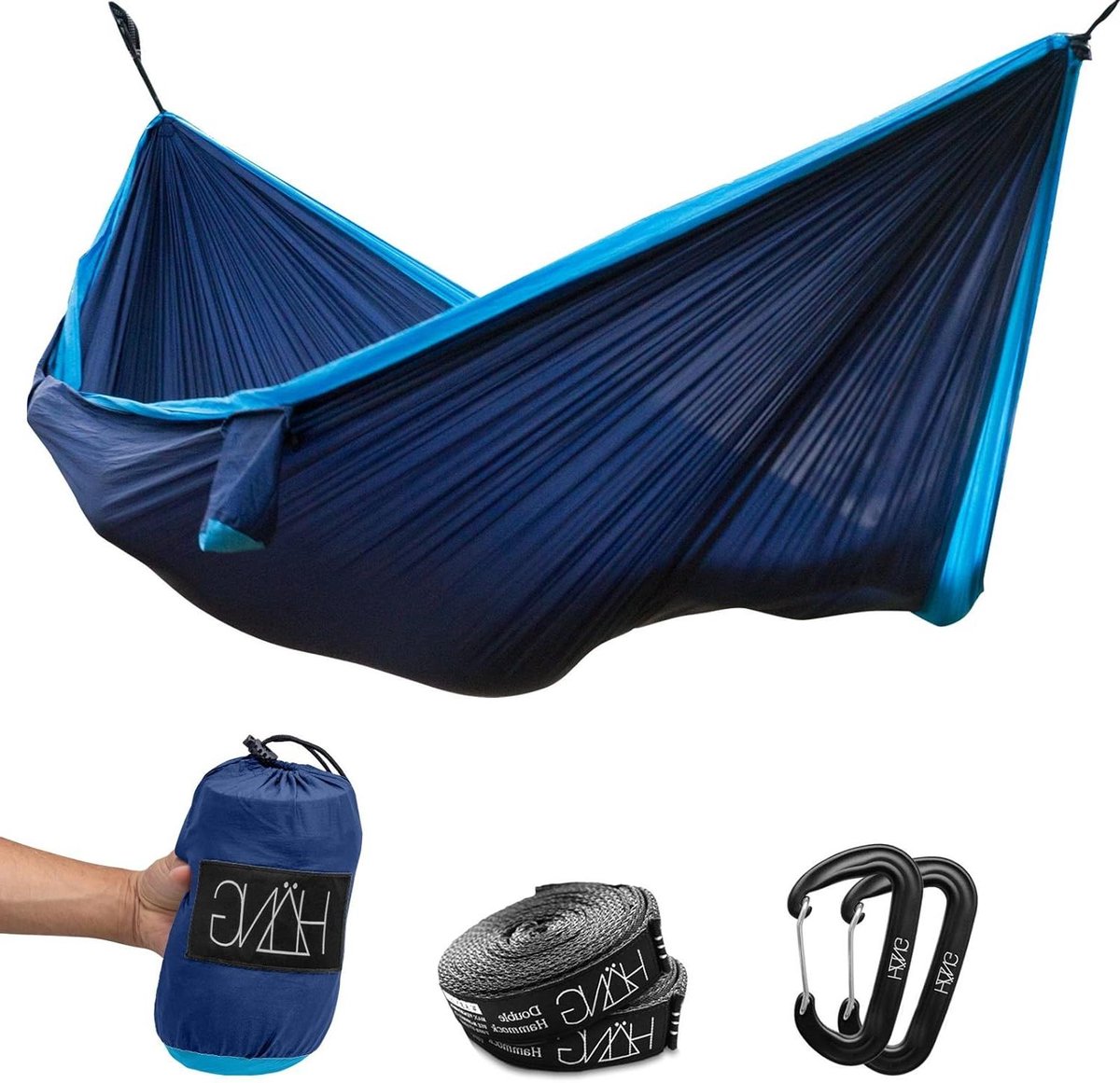 Dubbele Hangmat - Parachutezijde model - Ontspannen in natuur - Snel op te hangen - 300 x 170 cm