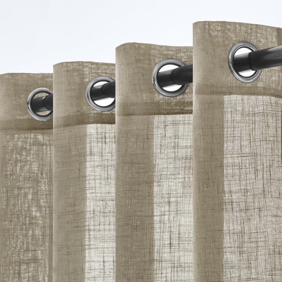 Set van 2 transparante linnen gordijnen met ringen, moderne interieurgordijnen voor slaapkamer, woonkamer en raam, 140x225 cm, Gruel