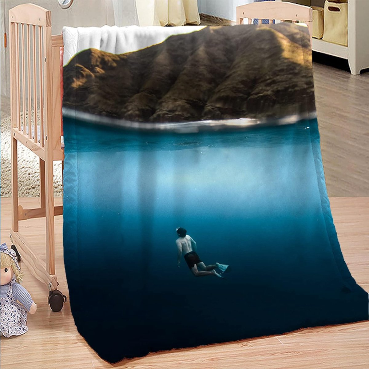 deken Queen Size - veelzijdige deken voor bed pluizige zachte grote plaid picknick deken diepzee 100% microfiber 220x240cm