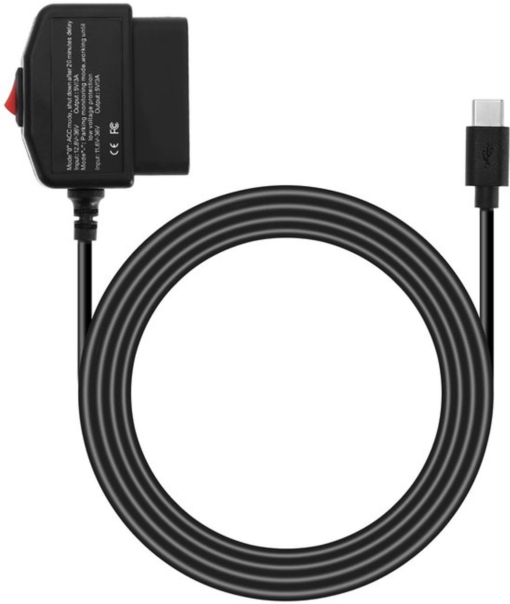 Onf3 - OBD Power Kabel - Dash Camera Oplader - 24 Uur Bewaking - 3,5