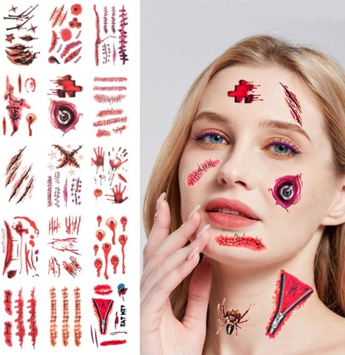 Littekenstickers Halloween-tatoeages waterdicht(make-up)