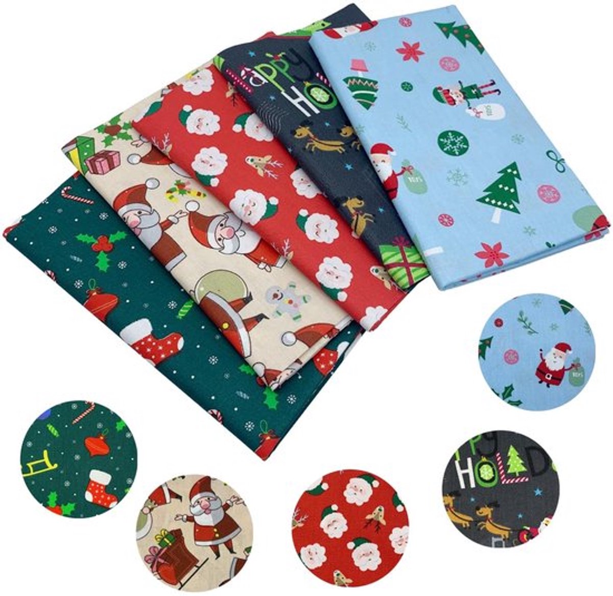 Store_8 - Grote kerststoffen - Katoenen patchwork - 5 stuks - 50 x 80