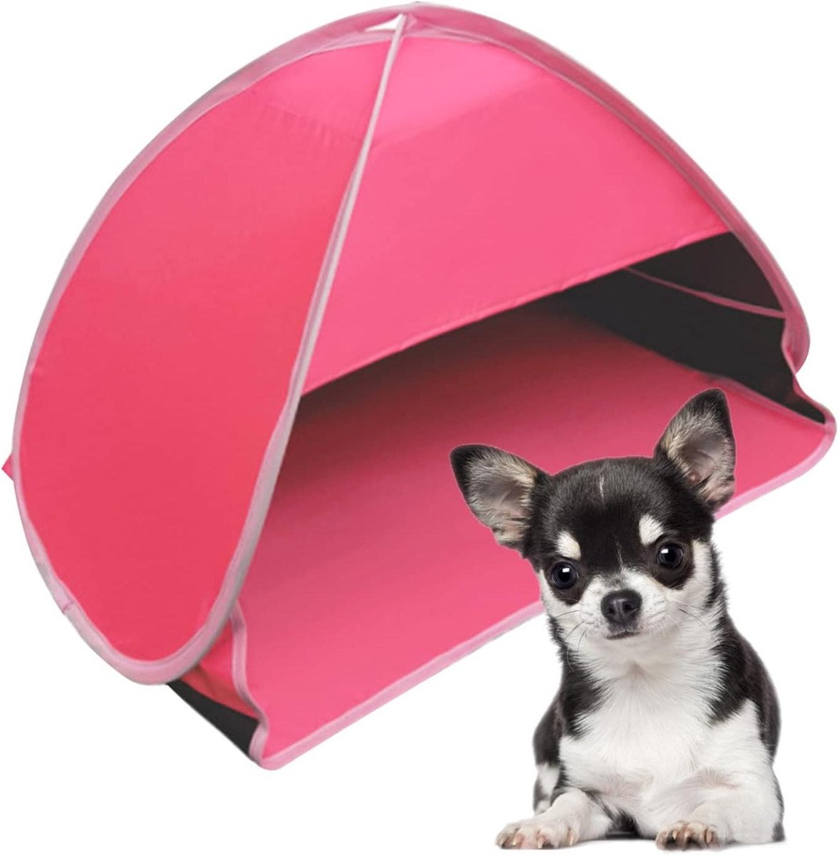 Huisdierentent - Strand schuilplaats - Zonbescherming buiten - Geventileerd ontwerp - 70 x 50 x 45 cm - Roze