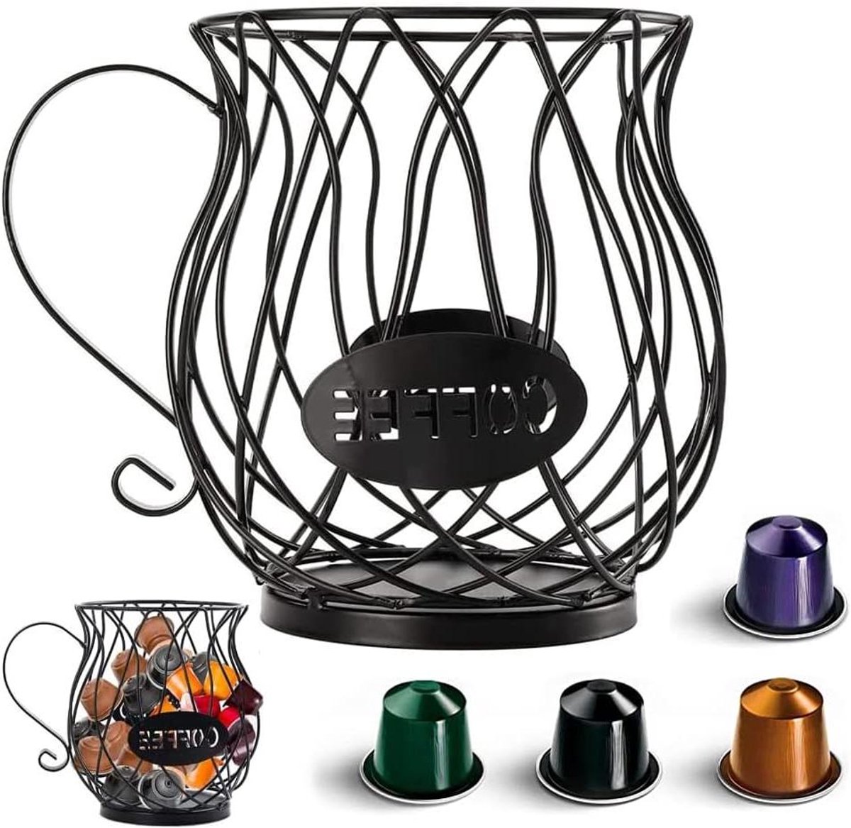 Stijlvolle Metalen Koffiecup Houder Mand voor Capsules en Pods - Compact Opbergsysteem