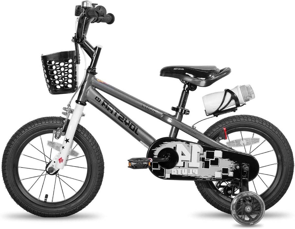 Kinderfiets - Loopfiets - Leren Fietsen - Met Stabilisator - 14 inch - Grijs