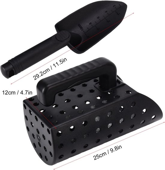 Metaaldetector Schep - Zeef Schep - Schatten Zoeken - Lichtgewicht ABS Materiaal - 29 cm Lengte - Zwart — afbeelding 3